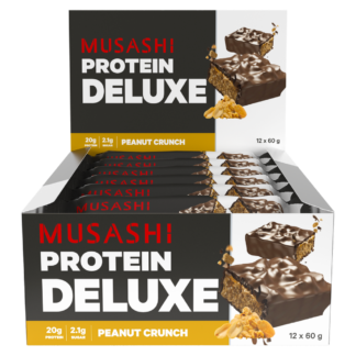 MUSASHI Deluxe Protein 12 x 60g Bars - Peanut Crunch Flavour