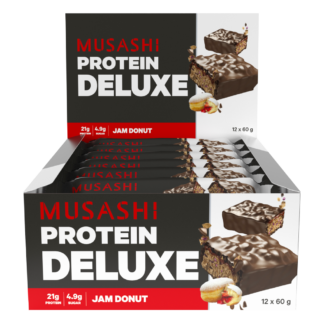 MUSASHI Deluxe Protein 12 x 60g Bars - Jam Donut Flavour