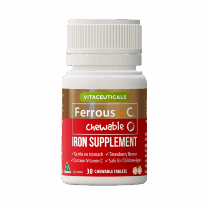 Vitaceuticals Ferrous + C Iron Supplement 30 Chewable Tablets