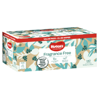 Huggies Thick Baby Wipes Fragrance Free 8 x 80 Value Pack