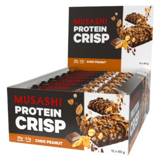 MUSASHI Protein Crisp 12 x 60g Bars - Choc Peanut Flavour