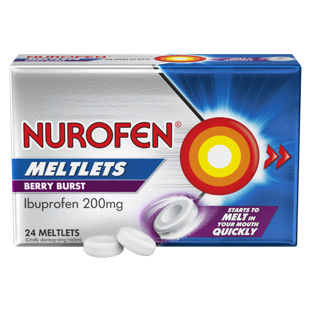 Nurofen 24 Meltlets - Berry Burst Disintegrating Tablets Ibuprofen 200mg
