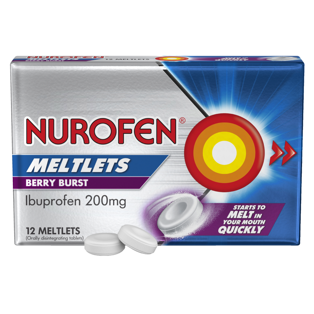 Nurofen 12 Meltlets - Berry Burst Disintegrating Tablets Ibuprofen 200mg