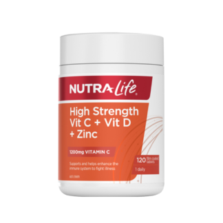 Nutra-Life High Strength Vitamin C + D + Zinc 120 Tablets