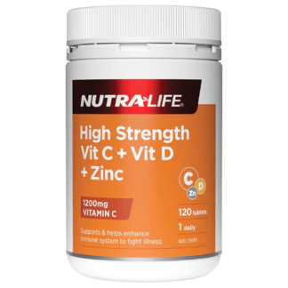 Nutra-Life High Strength Vitamin C + D + Zinc 120 Tablets
