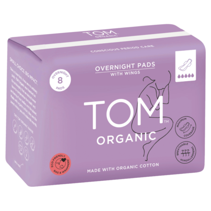 TOM Organic Overnight Pads 8 Pack