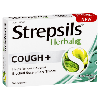 Strepsils Herbal Cough + 16 Lozenges - Fresh Menthol Flavour
