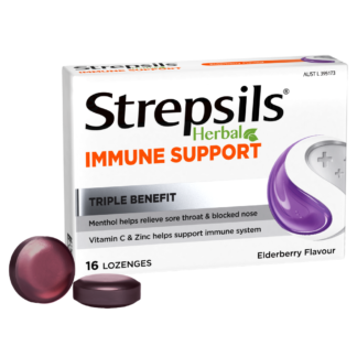 Strepsils Herbal Immune Support 16 Lozenges - Elderberry Flavour