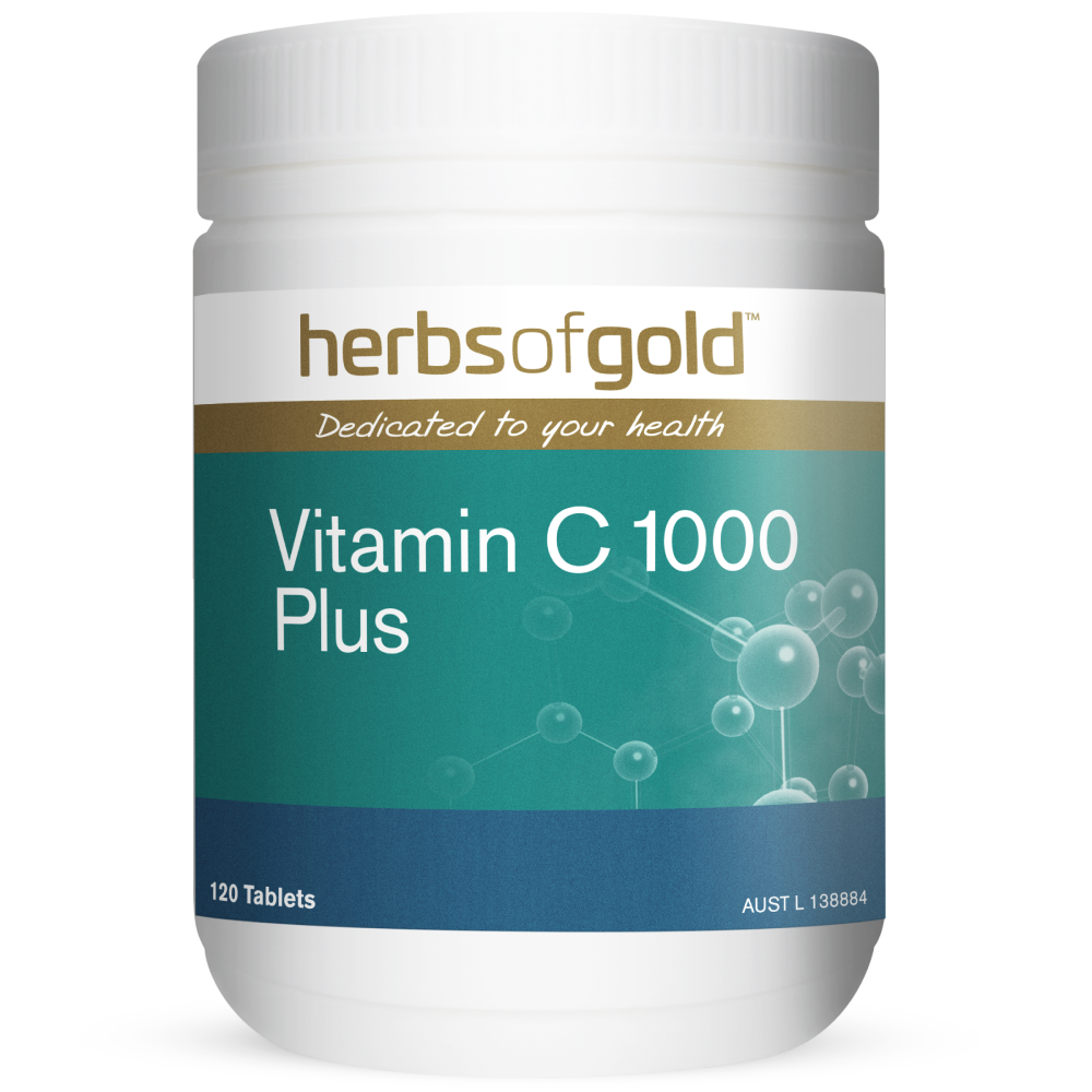 Herbs of Gold Vitamin C 1000 Plus 120 Tablets Antioxidant Immune System Health