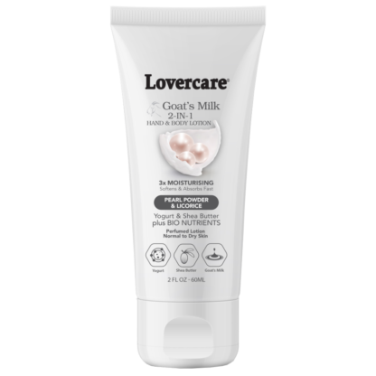 Lovercare Goat's Milk 2 in 1 Hand & Body Lotion 60mL - Pearl Powder & Licorice