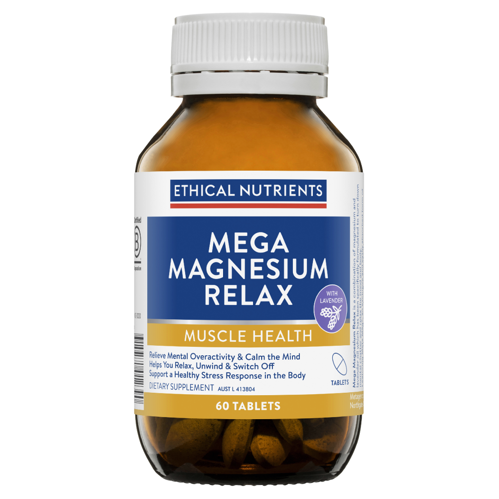 Ethical Nutrients Mega Magnesium Relax 60 Tablets Muscle Health with Lavender