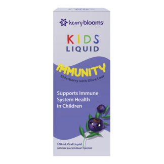 Henry Blooms Kids Liquid Immunity Elderberry with Olive leaf 100mL - Natural Blackcurrent