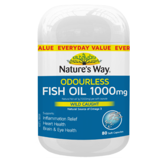 Nature's Way Odourless Fish Oil 1000mg Wild Caught 80 Soft Capsules