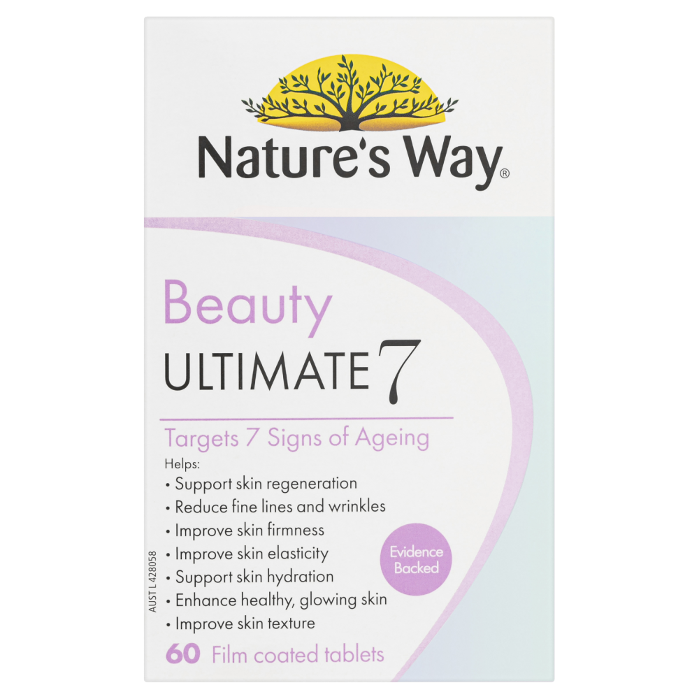 Nature's Way Beauty Ultimate 7 60 Tablets Healthy Glowing Skin Fine Line Wrinkle