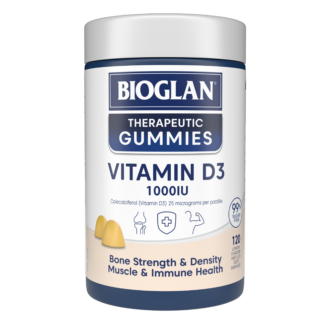 Bioglan Therapeutic Gummies Vitamin D3 1000IU 120 Pack - Lemon Flavour