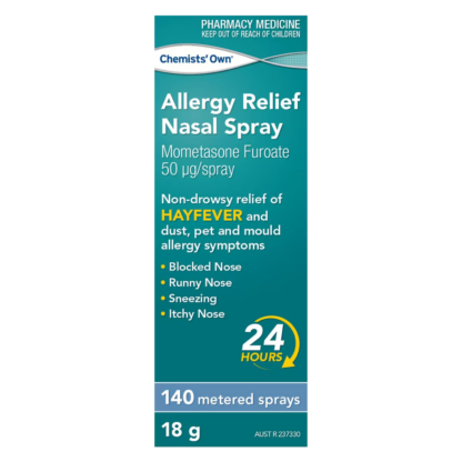 Chemists' Own Allergy Relief Nasal Spray 18g For HayFever Dust Pet Mould Allergy