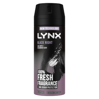 Lynx Black Night Deodorant Body Spray 165mL - Cool Mint & Cedarwood Scent