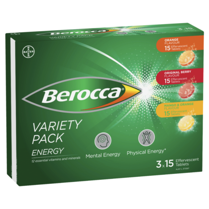 Berocca Energy Variety Pack 45 Effervescent Tablets (3x15 Variety Pack)