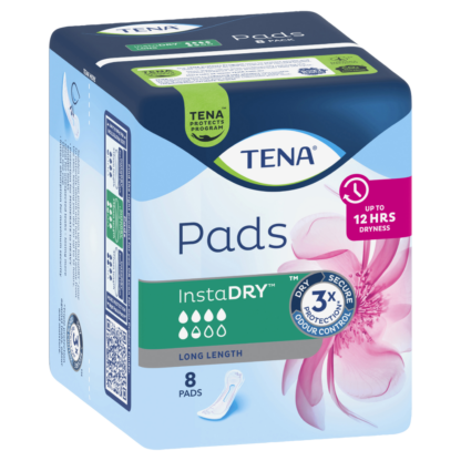 Tena Pads InstaDRY Long Length 8 Pads