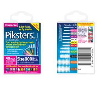 Piksters Interdental Brushes v3 40 Pack – Sizes 000