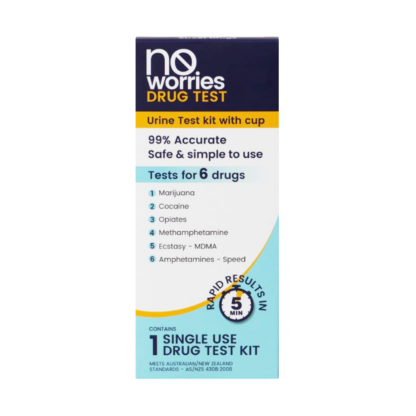 No Worries Drug Test Urine Test Kit For 6 Street Drugs -1 Single Use Kit