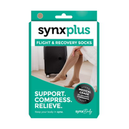 Synxplus Flight & Recovery Socks 1 Pair Beige Medium