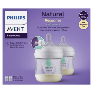 Avent Natural Response Baby Bottles with Air Free Vent 2x125mL