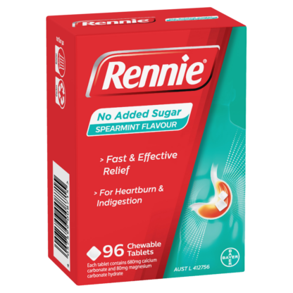 Rennie No Added Sugar Spearmint 96 Tablets