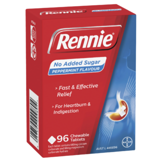 Rennie No Added Sugar Peppermint 96 Tablets