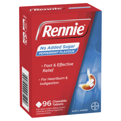 Rennie No Added Sugar Peppermint 96 Tablets