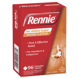 Rennie No Added Sugar Orange 96 Tablets