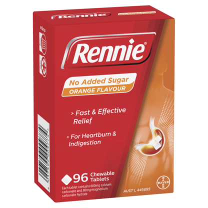 Rennie No Added Sugar Orange 96 Tablets