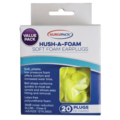 SurgiPack Hush-A-Foam Soft Foam Ear Plugs 10 Pair