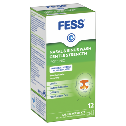 Fess Nasal & Sinus Wash Gentle Strength Saline Wash Kit 12 Sachets