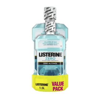 Listerine Zero Alcohol Antibacterial Mouthwash Less Intense Taste Value Pack 1.5L