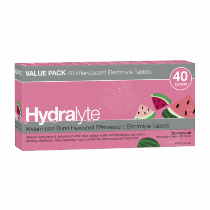 Hydralyte Effervescent Electrolyte 40 Tablets – Watermelon Burst Flavour
