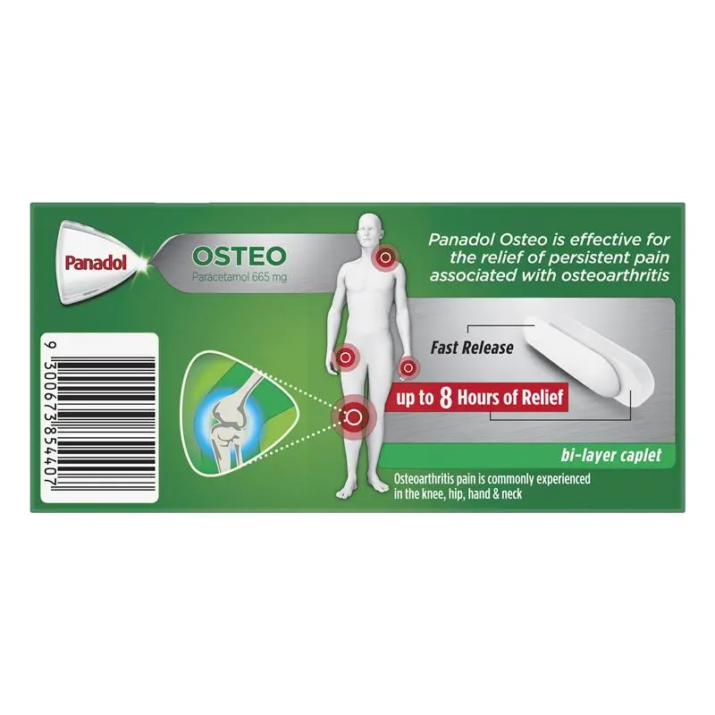 Panadol Osteo Paracetamol Pain Relief 665mg 96 Caplets (S3) - Image 3