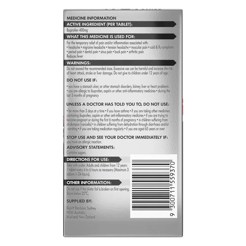 Nurofen Double Strength Pain and Inflammation Relief 400mg Tablets 24 - Ibuprofen (S3) - Image 3