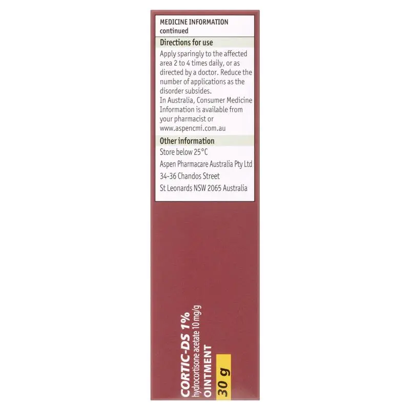 Cortic DS Ointment 1% 30g - Hydrocortisone (S3) - Image 6
