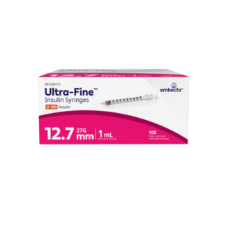 embecta Ultra-Fine Insulin Syringes 1 mL 0.40mm (27G) x 12.7mm - 100 Pack