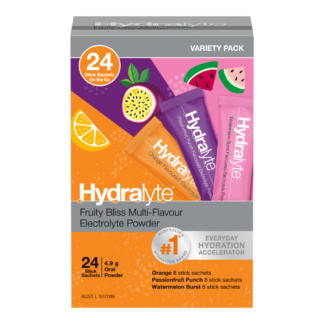 Hydralyte Fruity Bliss Multi Flavoured Electrolyte Powder 24 Sachets