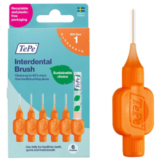 TePe Interdental Brushes 0.45mm Size 1 Orange 6 Pack