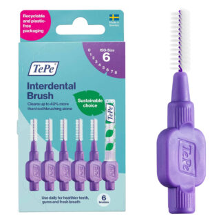 TePe Interdental Brushes 1.1mm Size 6 Purple 6 Pack