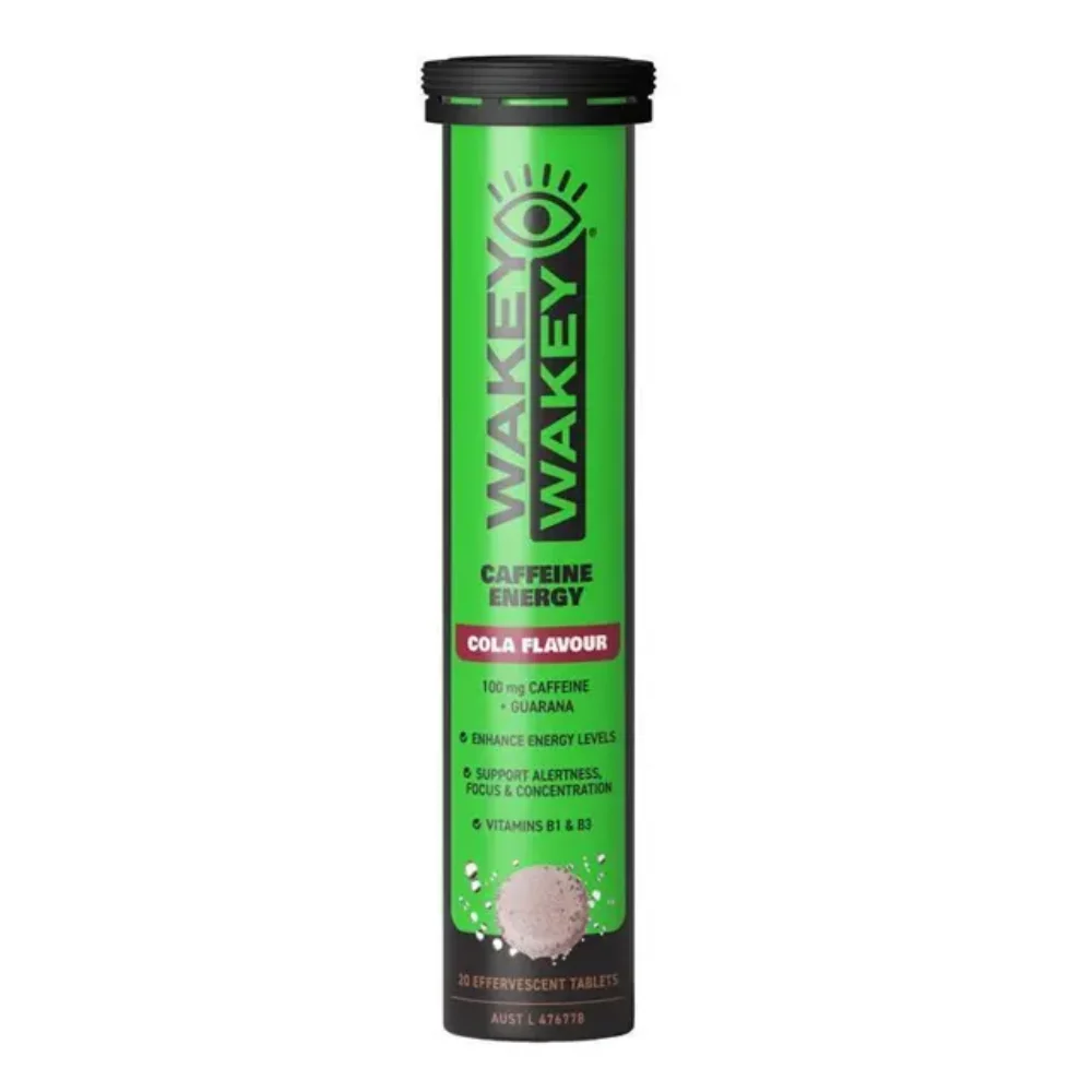 Wakey Wakey Caffeine Energy 20 Effervescent Tablets-Cola