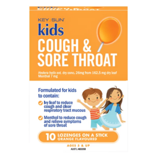 Key Sun Kids Cough & Sore Throat Orange 10 Lozenges