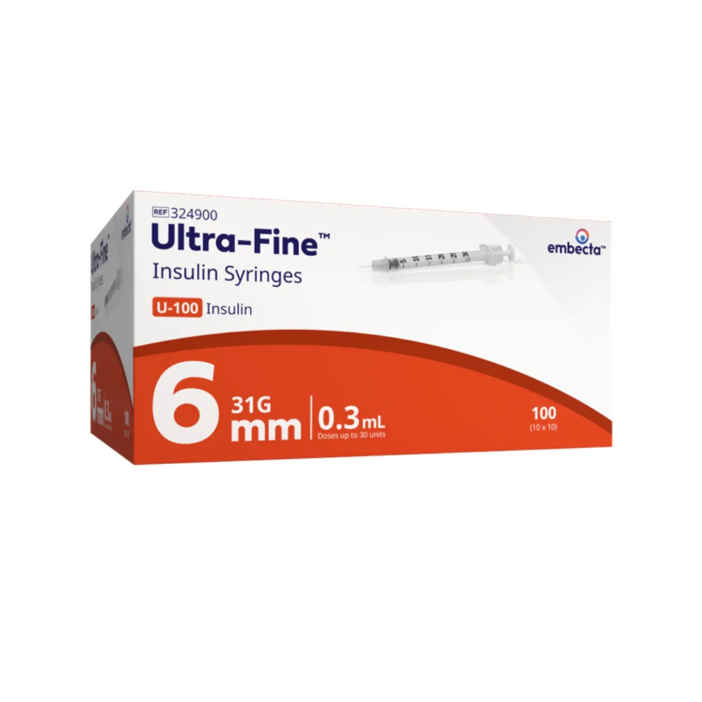 Embecta Ultra-Fine Insulin Syringes 0.3ml 31G x 6mm 100 Pack
