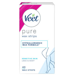 Veet Pure Cold Wax Strips Legs and Body 40 Pack Sensitive Skin Smoothness