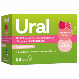 Ural Effervescent Powder Urinary Alkalinizer 28 Sachets - Pomegranate Flavour