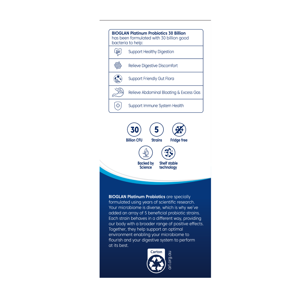 Bioglan Platinum Probiotics 30 Billion 30 Capsules - Image 2